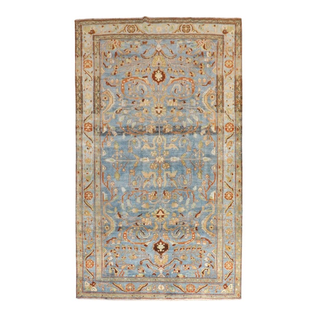 Antique Zabihi Collection Blue Persian Malayer Rug - 5'8" x 8'9" For Sale