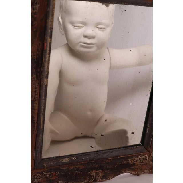 Wood Small Baroque Mirror Ghost Mirror with Mirror Glass For Sale - Image 7 of 11