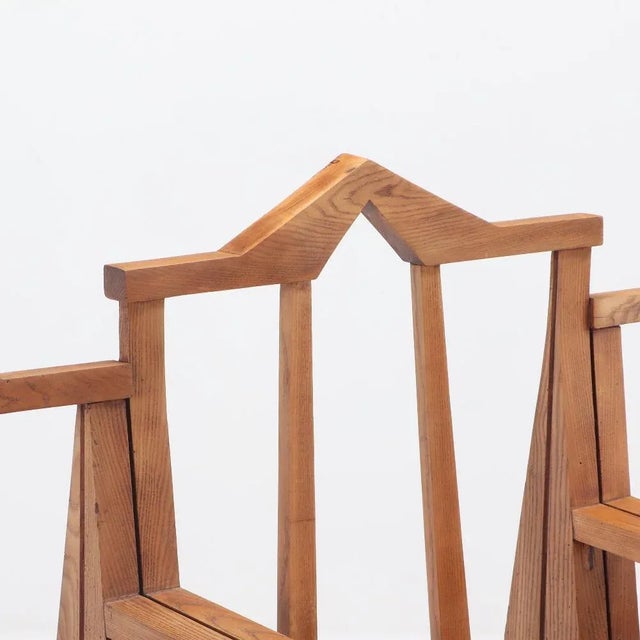 A Great Italian Oak Three Section Bench Circa 1960. For Sale - Image 4 of 8