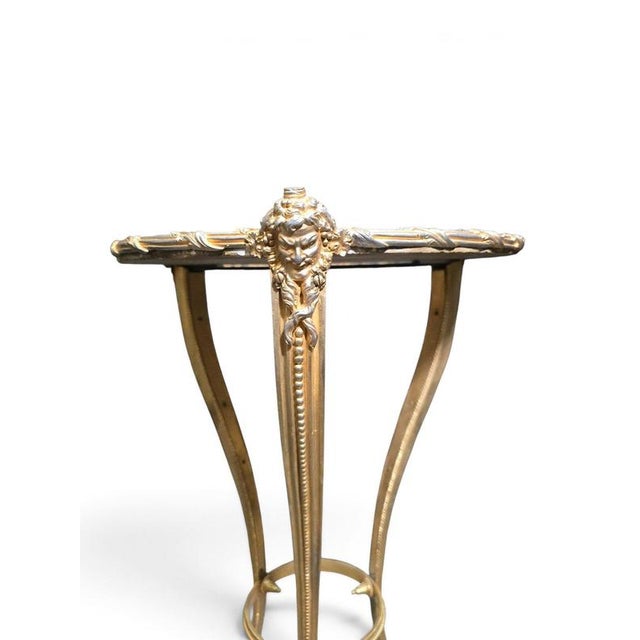 French Gilt Bronze Guéridon Table with Marble Top, 1920 For Sale - Image 10 of 12