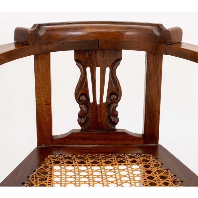 Pair of Lyre Form Back Walnut Tub Chairs For Sale - Image 9 of 11