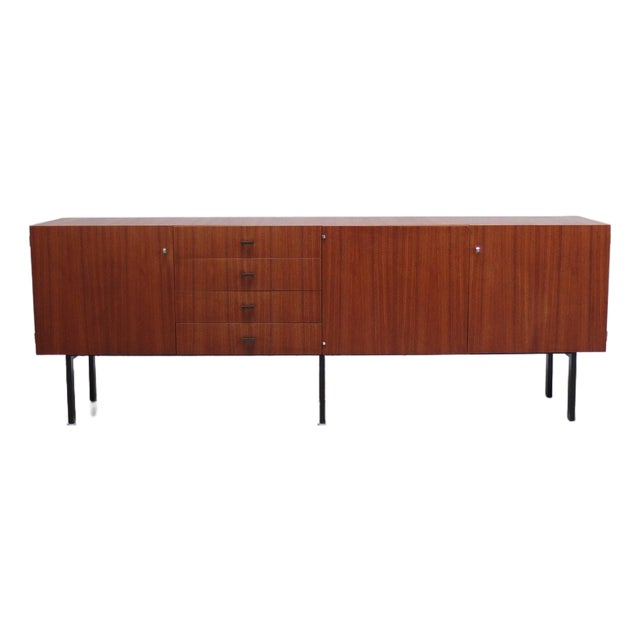 Modernist Belgian Sideboard in Metal & Teak by Roger De Winter for E.M.Y., 1960s For Sale