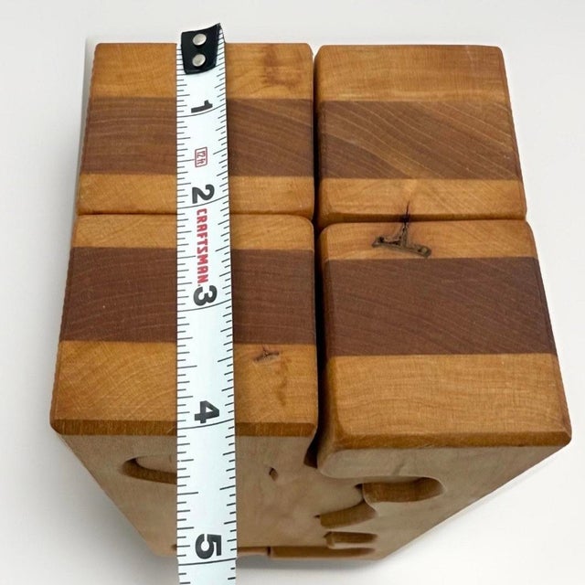 Wood Vintage Scandinavian Wooden Puzzle Sculpture Rabbit Cube Attributed to Gunnar Kanevad, 1970s For Sale - Image 7 of 8