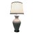 Matte Glazed Monumental Ecru Toned Clay Urn Shaped Table Lamp & Banded Ivory Lamp Shade For Sale