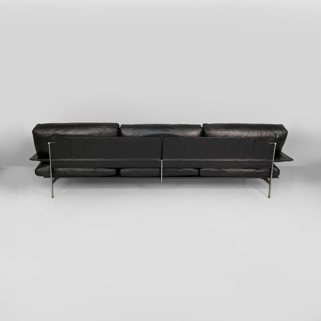 1980s Italian Modern Black Leather Sofa by Antonio Citterio and Paolo Nava for B&B Italia, 1980s For Sale - Image 5 of 18