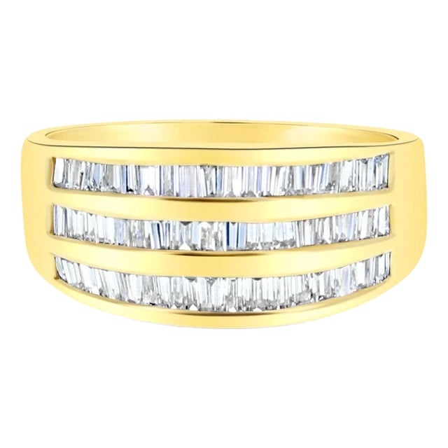 Baguette Diamond Wedding Band 1.00cttw 14K Yellow Gold, Size 9 For Sale
