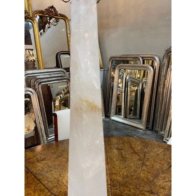Glass Brazilian Polished Rock Crystal Obelisks - A Pair For Sale - Image 7 of 12