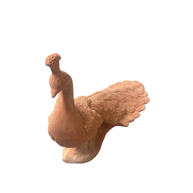 An exquisitely detailed peacock sculpture. Handcrafted in Tuscany, Italy, this contemporary piece is made from authentic...