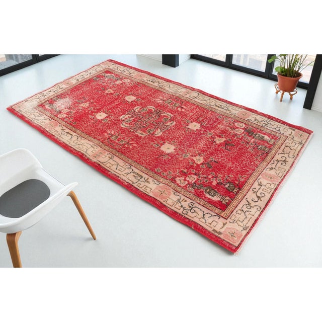 Red Antique Oushak Wool Carpet For Sale - Image 9 of 10