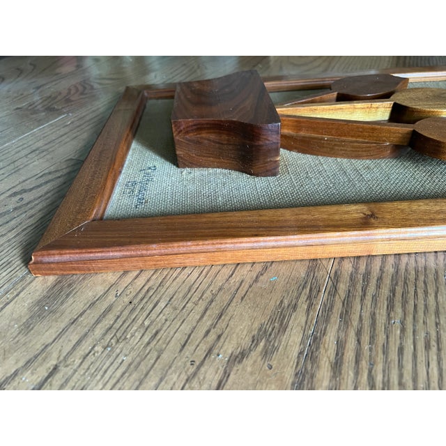 1975 Mid-Century Modern Handcrafted 3D Wood Art Tulips Flowers Framed For Sale - Image 4 of 4