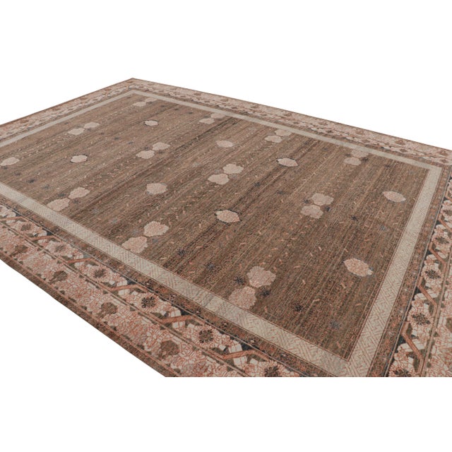Rug & Kilim Rug & Kilim’s Oversized Block Print Rug in Beige-Brown, with Geometric Patterns - 13x19 For Sale - Image 4 of 7