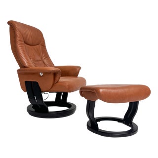 Relax Chair with Ottoman by Hjort Knudsen, 1990s For Sale