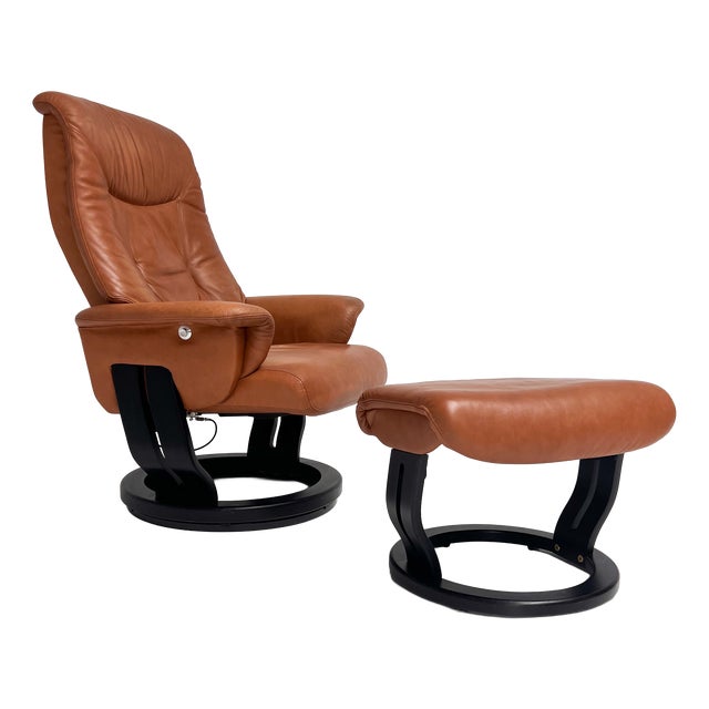 Relax Chair with Ottoman by Hjort Knudsen, 1990s For Sale