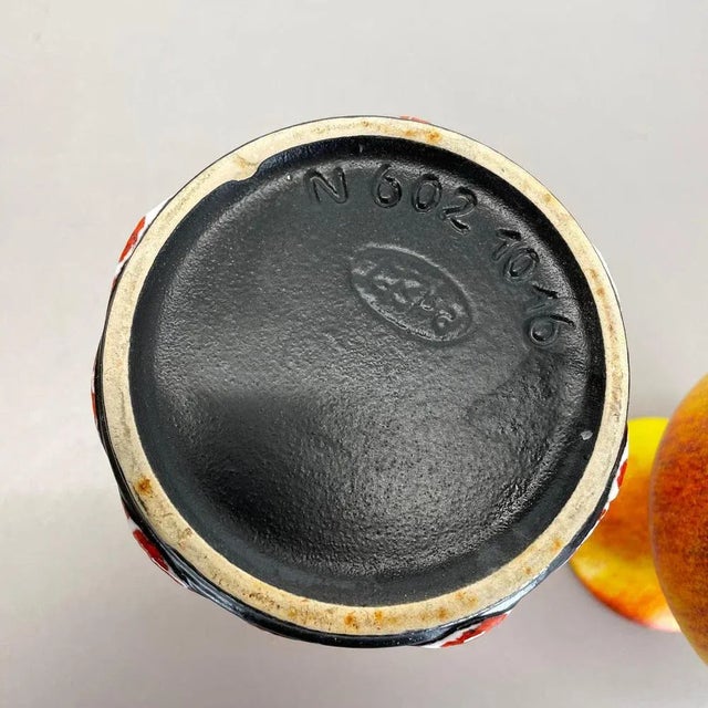 German Yellow-Red Fat Lava Pottery Vases from Jasba, 1970s, Set of 2 For Sale - Image 17 of 18