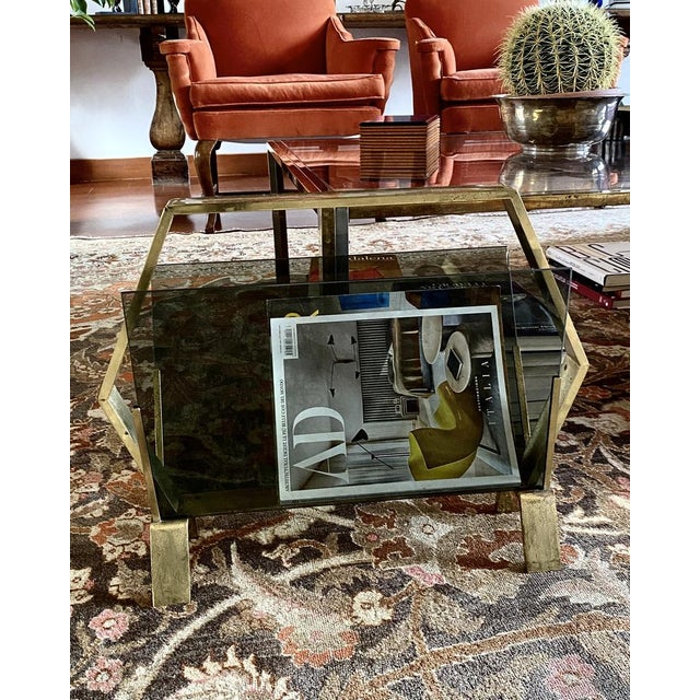 Italian Modern Magazine Rack in Brass, 1970 For Sale - Image 6 of 18