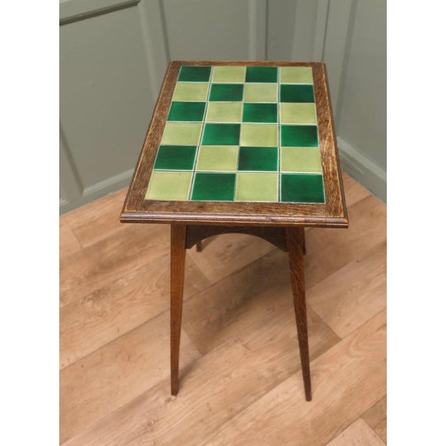 Heart-Carved Tiled Top Occasional Table from Liberty London, 1900 For Sale - Image 4 of 9