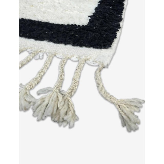Mid-Century Modern Moroccan White and Black Runner Rug - 6.3 X 1.7 Ft For Sale - Image 3 of 6