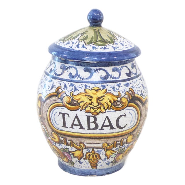 Antique French Faience Tobacco Jar For Sale