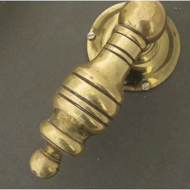 Traditional Pair Vintage Brass Door Knobs Turned Lever For Sale - Image 3 of 3