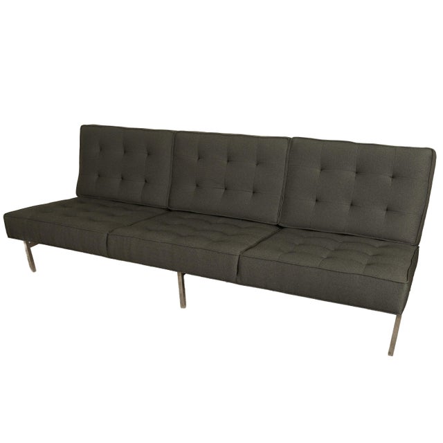 Metal Original Mid-Century Modern 1955 Florence Knoll Parallel Bar Sofa Fully Restored For Sale - Image 7 of 10