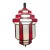 Art Deco-Style White Milk & Red Glass & Bronze Chandelier, Pendant or Lantern For Sale