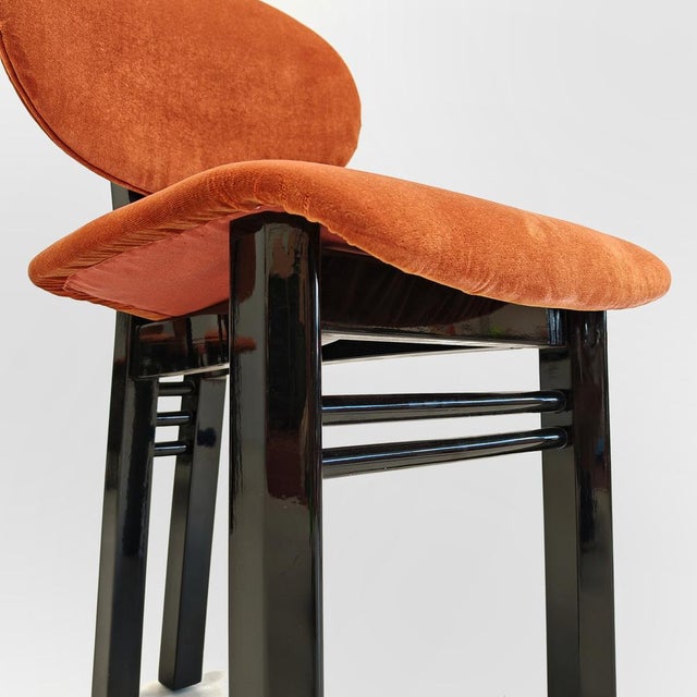 Velvet Chairs with Glossy Black Lacquered Frames attributed to G. Stoppino and L. Acerbis for Acerbis 1980s, Set of 8 For Sale - Image 16 of 18