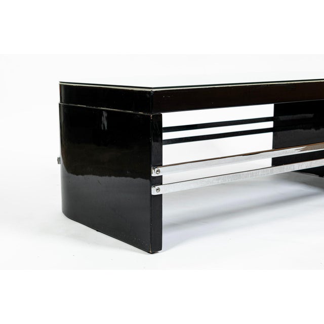Art Deco Coffee Table in Black Lacquer and Metal Leaf, Circa 1935 For Sale - Image 11 of 14