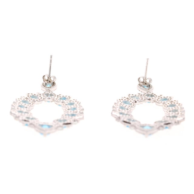 5.08 Carat Blue Topaz White Topaz Silver Earrings, A Pair For Sale - Image 4 of 4