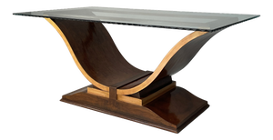 Art Deco Italian Rectangular Dining Table in Wood and Glass, 1930s