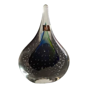 Vintage Signed Marian Pyrcak Mp Poland Bullicante Teardrop Paperweight