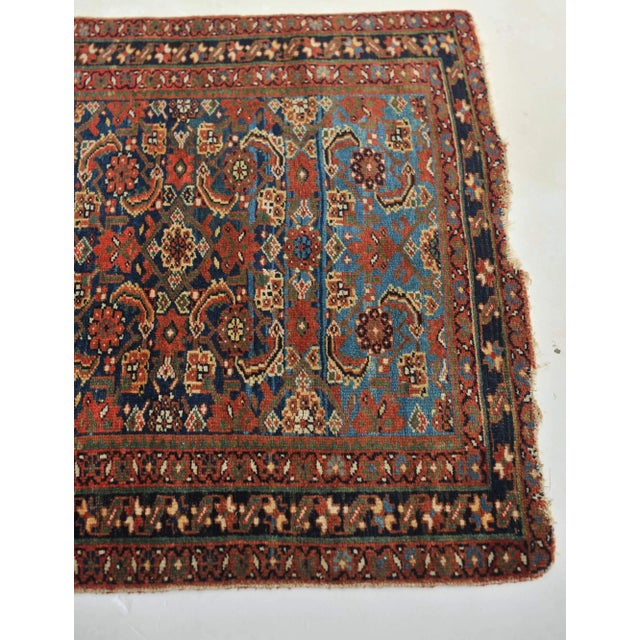 1930s Navy & Sky Blue Two-Toned Rug, 3.5 x 4.11 For Sale In Milwaukee - Image 6 of 11