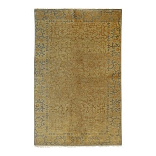 10x14 Warm Bianca Yellow Field Geometric Modern Hand Knotted Wool Carpet Rug For Sale
