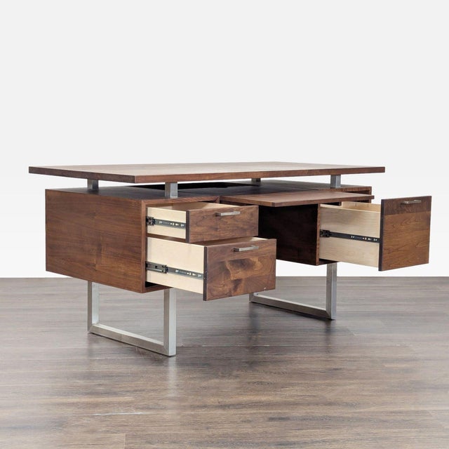 Modern Crate and Barrel Clybourn Modern Executive Desk For Sale - Image 3 of 10