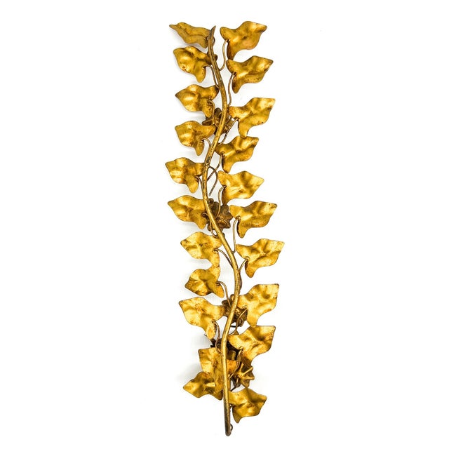 Gold Mid-Century Italian Gilt Metal Ivy Wall Sconce – Hollywood Regency / Italian Florentine For Sale - Image 8 of 10