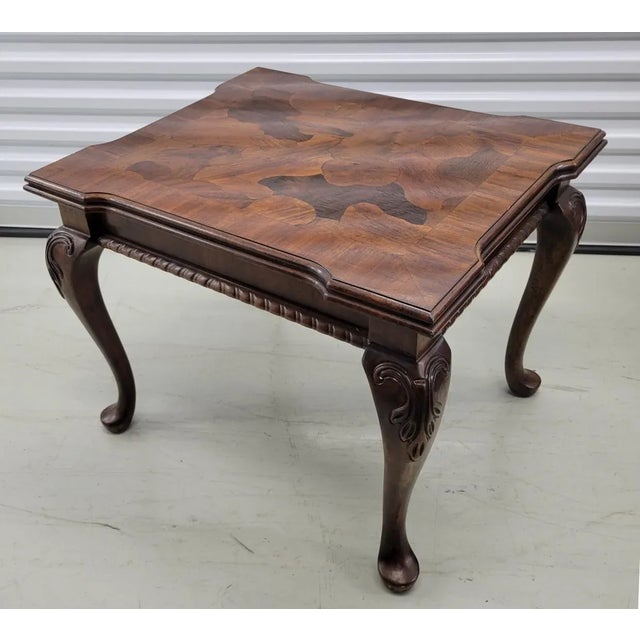 Henredon Mid 20th C Patchwork Burl Wood Side Table or Coffee Table For Sale - Image 4 of 7