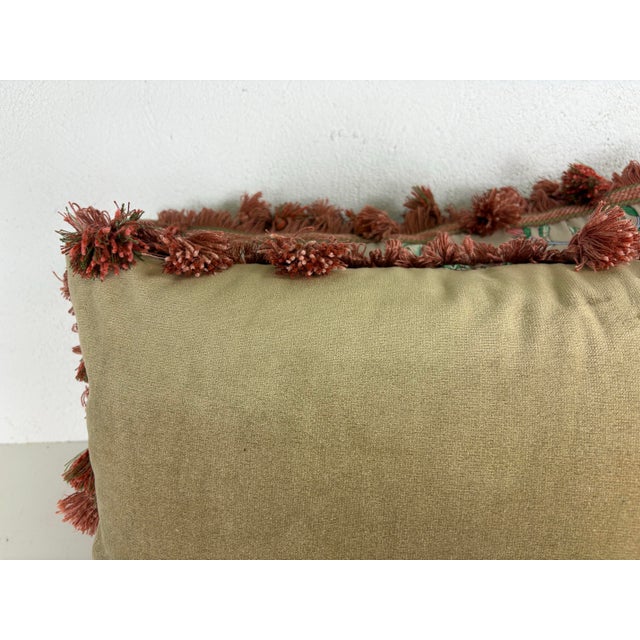 English Vintage Brunschwig & Fils Tasseled Floral Pillows/a Pair For Sale - Image 3 of 11