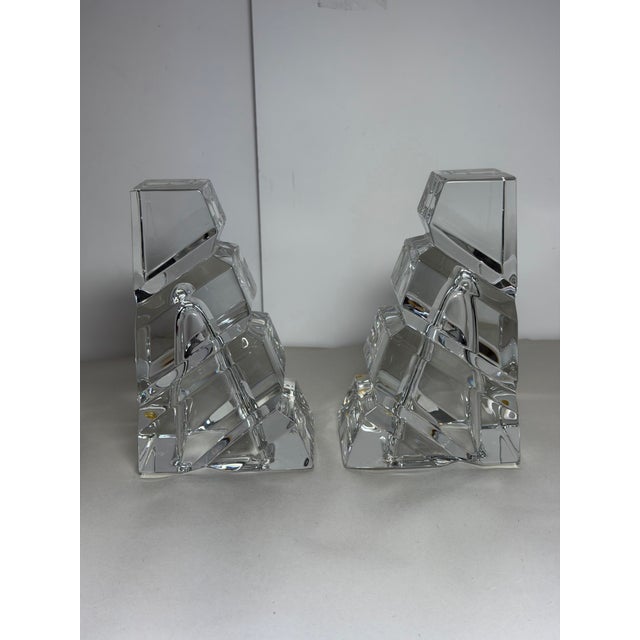 Postmodern Vintage Miller Rogaska Crystal Geometric Bookends – Pair For Sale - Image 3 of 9