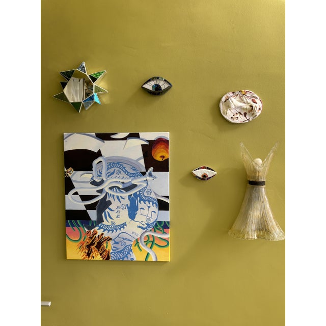 Porcelain wall piece by Swiss-based Belgian artist Martine Thoelen. Signed by Maker