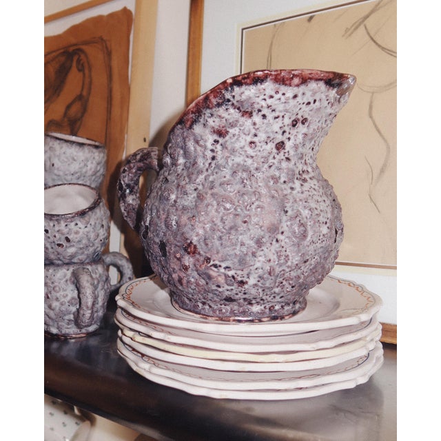 1970s c.a.s. Vietri Fat Lava Ceramic Mug and Pitcher Set, 12 Pieces For Sale - Image 9 of 18