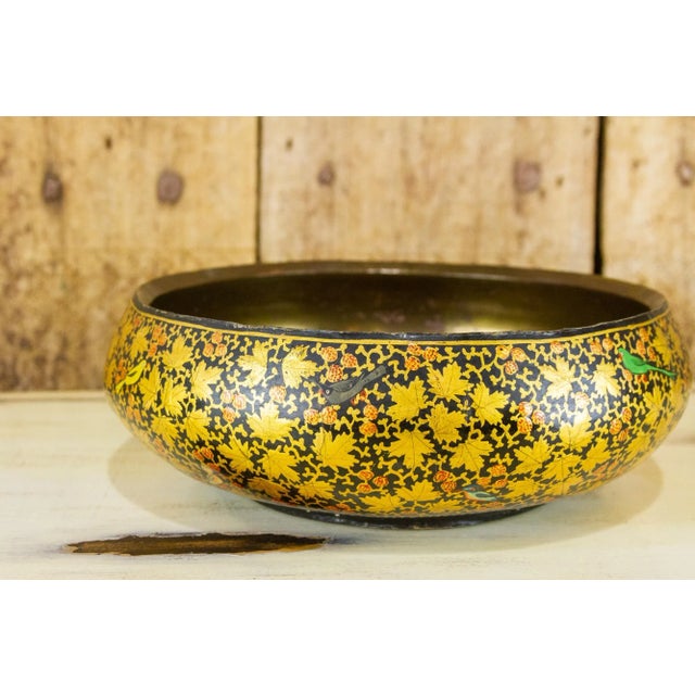 Early 20th Century Golden Maple Leaf Kashmiri Bowl For Sale In Los Angeles - Image 6 of 7
