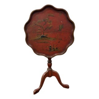 Late 20th Century Vintage Chinoiserie Red Pie Table For Sale