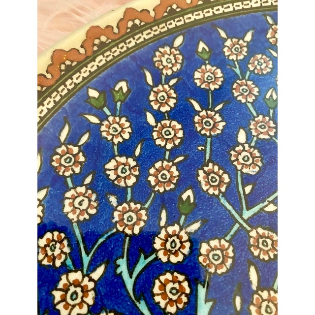 Pair of 1950s Turkish Azim Cini Hand Painted Chargers For Sale - Image 4 of 9