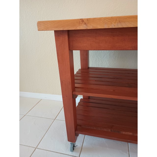 John Boos, Solid Oak Country Kitchen Professional Butcher Block Island For Sale - Image 14 of 16