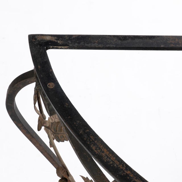 1920s French Wrought Iron Marble Top Demi Lune Table For Sale - Image 6 of 12