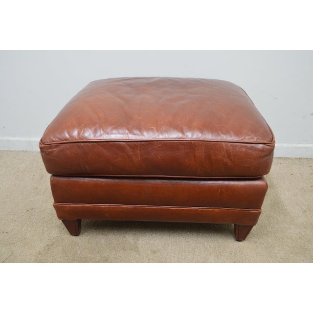 Traditional Ralph Lauren Leather Ottoman For Sale - Image 3 of 12