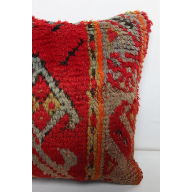 Red Antique Oushak Rug Pillow Cover -14'' X 14'' For Sale - Image 8 of 9