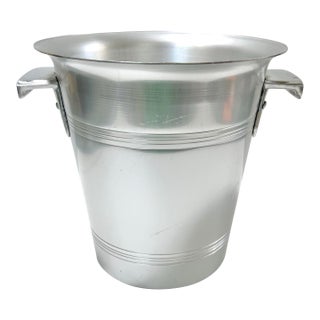 Vintage French Aluminum Champagne Bucket - Mid-Century Ice Bucket With Side Handles For Sale