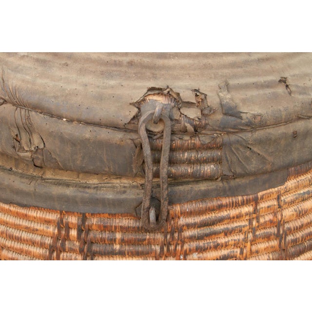 19th Century Monumental Antique Basket With Lid & Metal Hardware For Sale - Image 5 of 11
