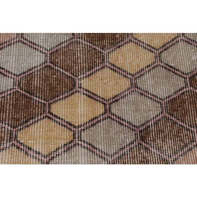 Rug & Kilim Vintage Distressed Runner Rug, Colorful Diagonal Geometric Design - Rug & Kilim For Sale - Image 4 of 8