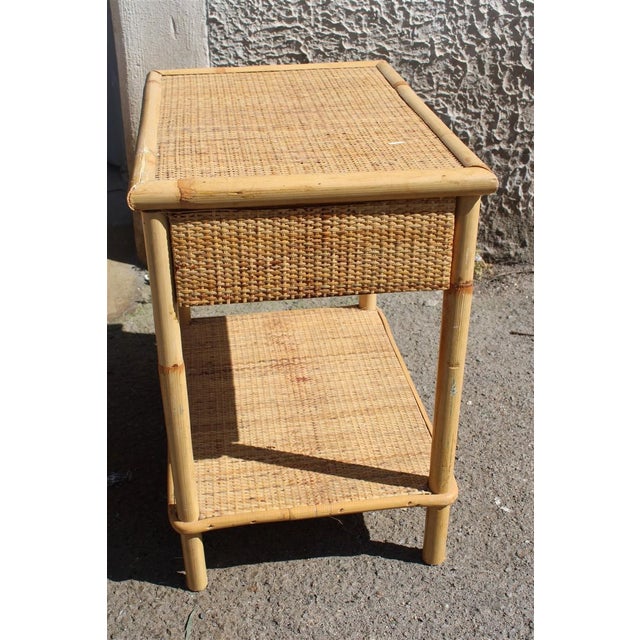 Vintage Italian Bamboo Bedside Tables with Drawer and Shelf, 1950, Set of 2 For Sale - Image 11 of 18